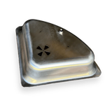 Stainless steel smoker lid with vent for charcoal grill or smoker accessory.