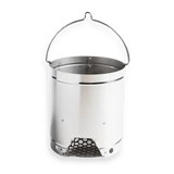 Stainless steel charcoal starter with handle and ventilation holes for grilling